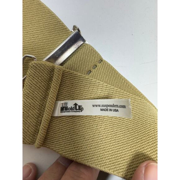 Hold Up Suspenders Men’s Tan Beige Silver Adjustable String Clips 1.5”X2” USA - Picture 3 of 5